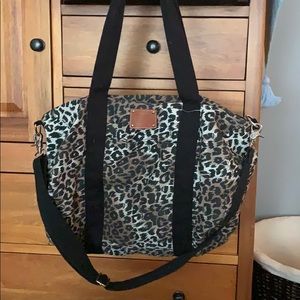 Pink leopard print duffle bag